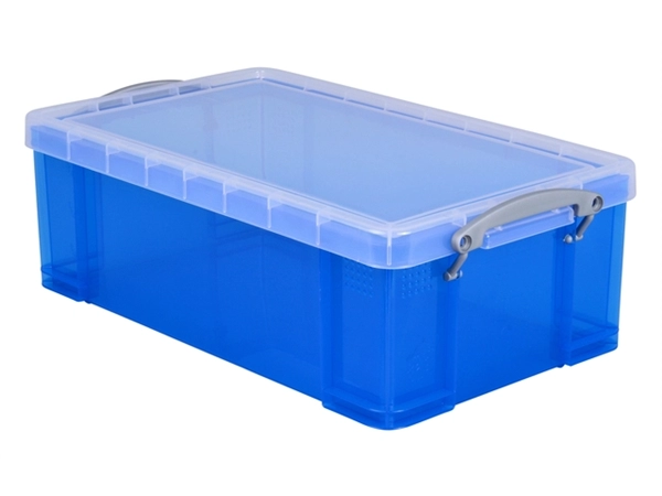 Een Opbergbox Really Useful 12 liter 465x270x150mm transparant blauw koop je bij VHK Kantoorartikelen