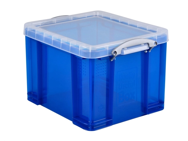 Een Opbergbox Really Useful 35 liter 480x390x310mm transparant blauw koop je bij VHK Kantoorartikelen