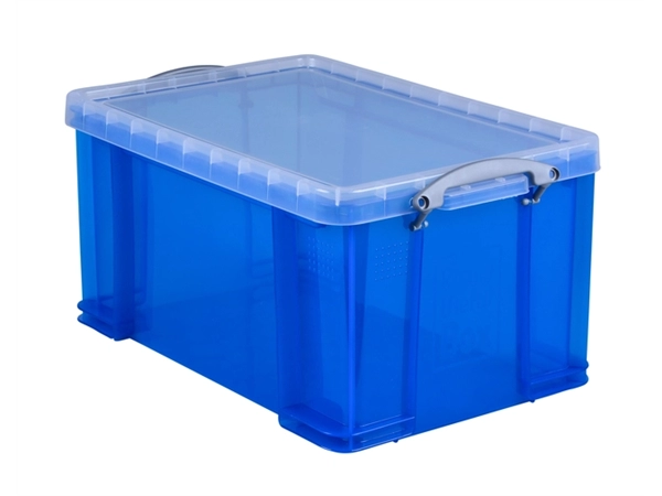 Een Opbergbox Really Useful 48 liter 600x400x315mm transparant blauw koop je bij VHK Kantoorartikelen