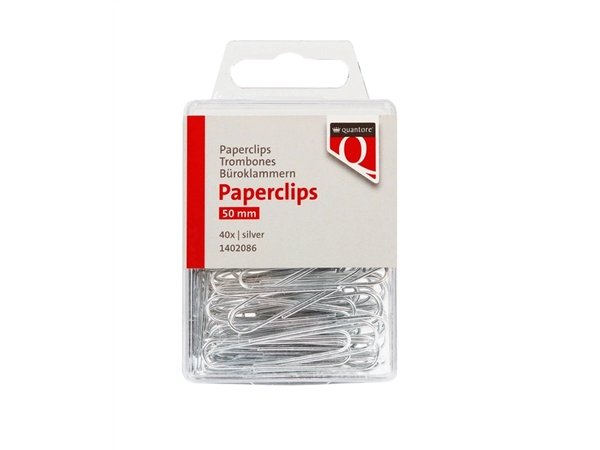 Een Paperclip Quantore 50mm rond 40 stuks zilver koop je bij VHK Kantoorartikelen