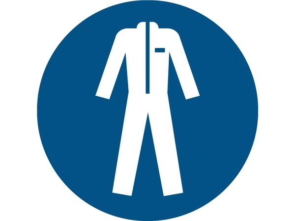 Een Pictogram bordje Djois Beschermende werkkleding verplicht Ø 200mm Blauw koop je bij Hoekmankantoorartikelen.nl