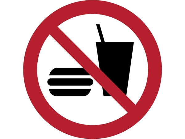 Een Pictogram bordje Djois Eten en drinken niet toegestaan Ø 200mm Rood koop je bij Hoekmankantoorartikelen.nl