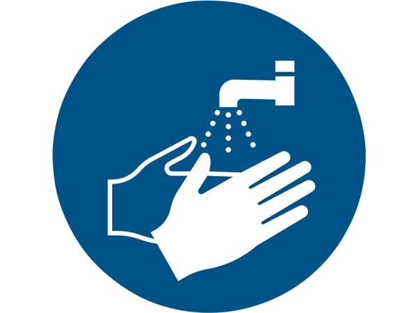 Een Pictogram bordje Djois Handen wassen verplicht Ø 100mm Blauw koop je bij Hoekmankantoorartikelen.nl