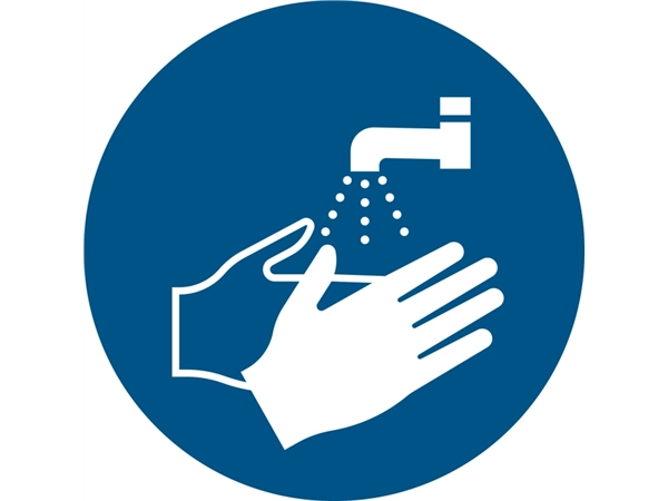 Een Pictogram bordje Djois Handen wassen verplicht Ø 200mm Blauw koop je bij Hoekmankantoorartikelen.nl