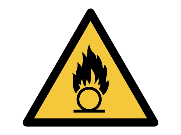 Een Pictogram bordje Djois Waarschuwing: oxiderende stoffen 200x176mm Geel koop je bij Hoekmankantoorartikelen.nl