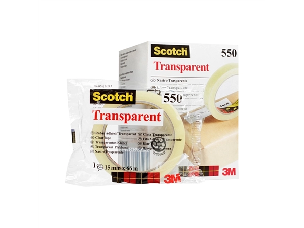 Een Plakband Scotch 550 15mmx66m transparant koop je bij VHK Kantoorartikelen