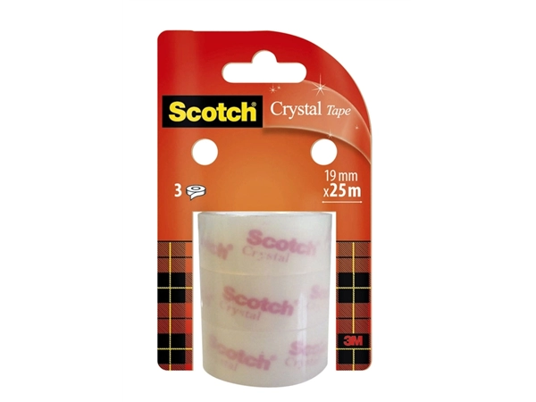 Een Plakband Scotch Crystal 19mmx25m transparant helder 3 rollen koop je bij Hoekmankantoorartikelen.nl