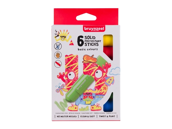 Een Plakkaatverf sticks Bruynzeel Basic 6 kleuren koop je bij VHK Kantoorartikelen