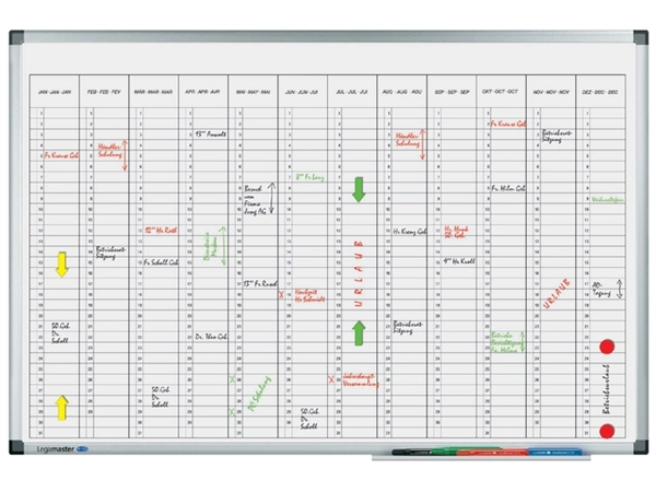 Een Planbord Legamaster premium jaarplanner verticaal 60x90cm koop je bij VHK Kantoorartikelen