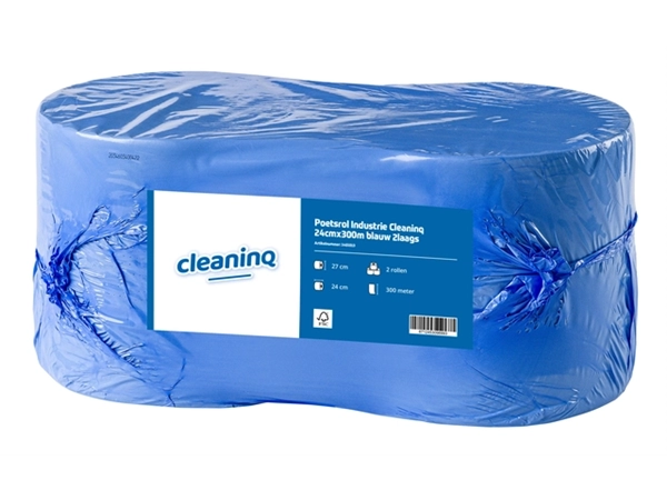 Een Poetsrol Industrie Cleaninq 24cmx300m blauw 2-laags 2 rollen koop je bij Hoekmankantoorartikelen.nl