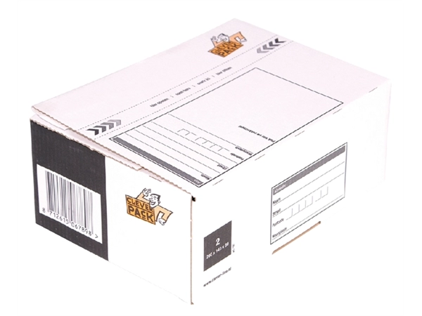 Een Postpakketbox 2 CleverPack 200x140x80mm wit koop je bij Hoekmankantoorartikelen.nl