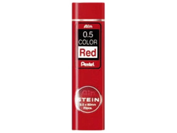 Een Potloodstift Pentel Ain Stein HB 0.5mm rood koker à 20 stuks koop je bij Hoekmankantoorartikelen.nl