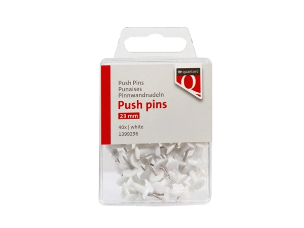 Een Push pins Quantore 40 stuks wit koop je bij VHK Kantoorartikelen