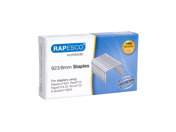 Een Rapesco 923/8mm (23 Type) Verzinkt Nieten (doos 1000) koop je bij VHK Kantoorartikelen