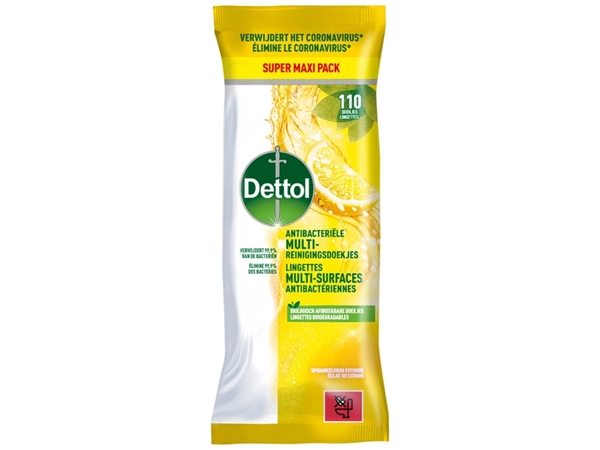 Een Reinigingsdoekjes Dettol antibacterieël Citrus 110 stuks koop je bij Hoekmankantoorartikelen.nl