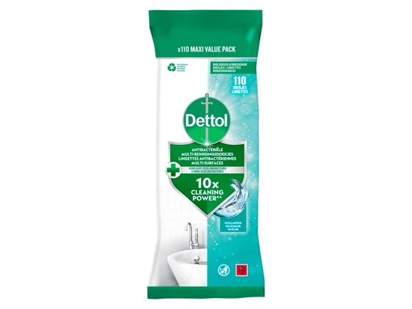 Een Reinigingsdoekjes Dettol antibacterieël Ocean 110 stuks koop je bij Hoekmankantoorartikelen.nl