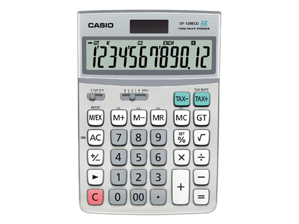 Een Rekenmachine Casio DF-120ECO koop je bij VHK Kantoorartikelen