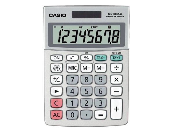 Een Rekenmachine Casio MS-88ECO koop je bij VHK Kantoorartikelen