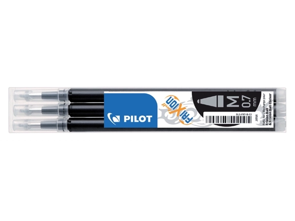 Een Rollerpenvulling PILOT friXion medium zwart set à 3 stuks koop je bij Hoekmankantoorartikelen.nl