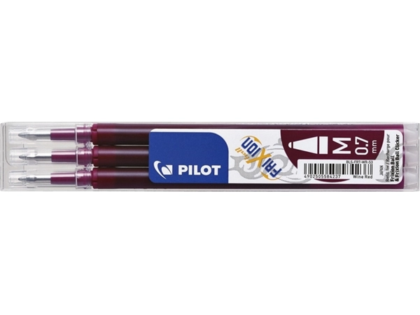 Een Rollerpenvulling Pilot friXion medium wijnrood set à 3 stuks koop je bij Hoekmankantoorartikelen.nl