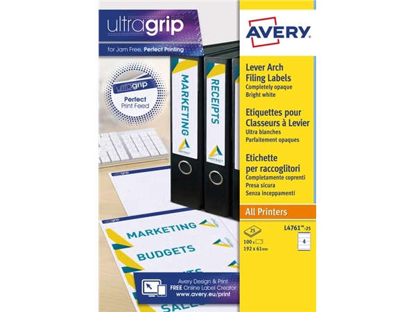 Een Rugetiket Avery Zweckform breed 61x192mm zelfklevend wit koop je bij VHK Kantoorartikelen