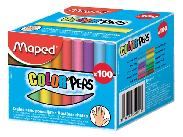 Een Schoolbordkrijt Maped Color'Peps doos á 100 stuks assorti koop je bij VHK Kantoorartikelen