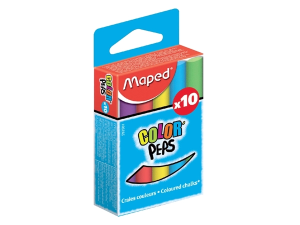 Een Schoolbordkrijt Maped Color'Peps set á 10 stuks assorti koop je bij VHK Kantoorartikelen