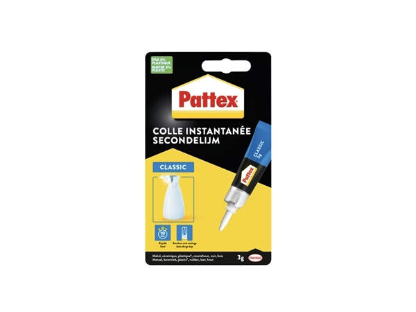 Een Secondelijm Pattex Classic tube 3gram op blister koop je bij VHK Kantoorartikelen