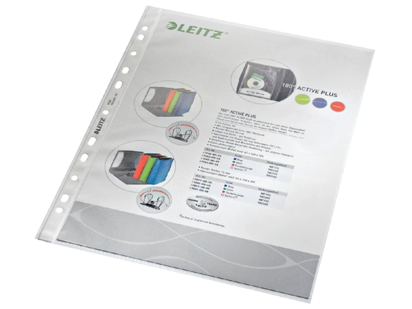 Een Showtas Leitz Premium standaard 11-gaats copy safe 0.085mm PP A4 transparant 100 stuks koop je bij VHK Kantoorartikelen