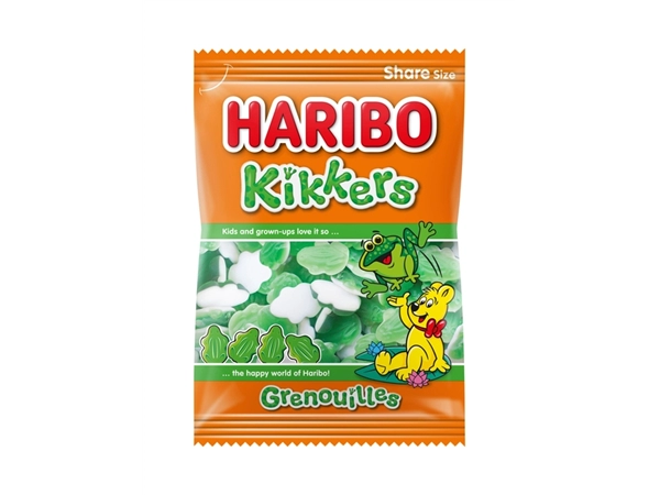 Een Snoep Haribo Kikkers zak 250gr koop je bij VHK Kantoorartikelen