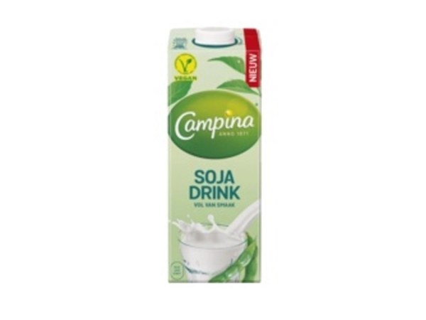 Een Sojadrink Campina plantaardig pak 1 liter koop je bij Hoekmankantoorartikelen.nl