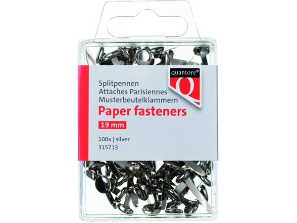 Een Splitpen Quantore blister 19mm zilver 100 stuks koop je bij Hoekmankantoorartikelen.nl