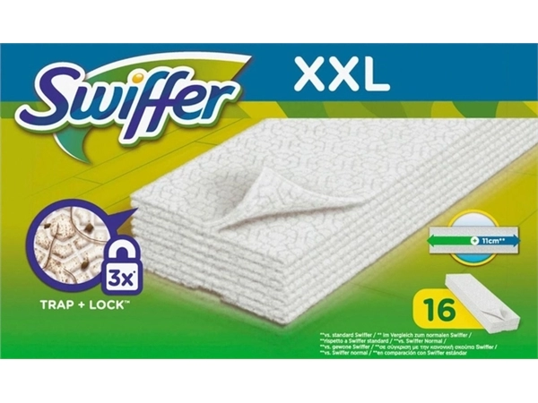 Een Swiffer navulling XXL met 16 droge doekjes 16 stuks koop je bij Hoekmankantoorartikelen.nl