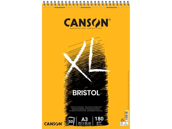 Een Tekenblok Canson XL Bristol A3 50 vel 180gr koop je bij Hoekmankantoorartikelen.nl