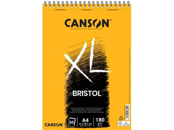 Een Tekenblok Canson XL Bristol A4 50 vel 180gr koop je bij Hoekmankantoorartikelen.nl