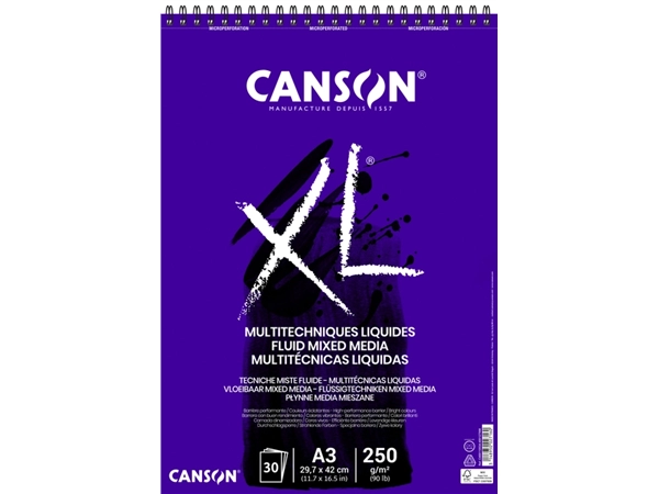 Een Tekenblok Canson XL Fluid Mixed Media A3 30vel 250gr koop je bij VHK Kantoorartikelen