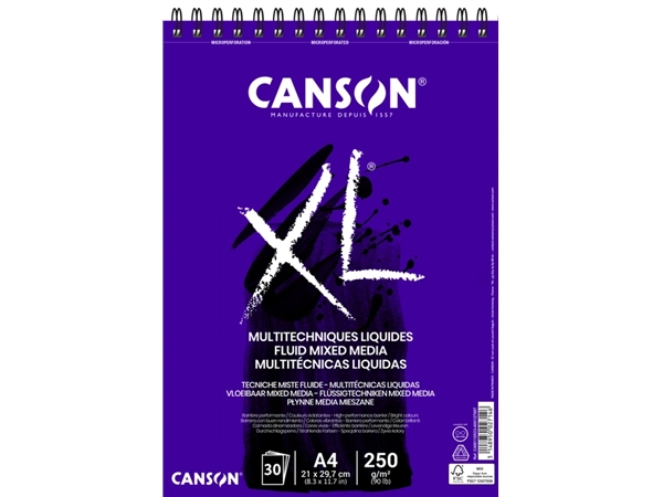 Een Tekenblok Canson XL Fluid Mixed Media A4 30vel 250gr koop je bij VHK Kantoorartikelen