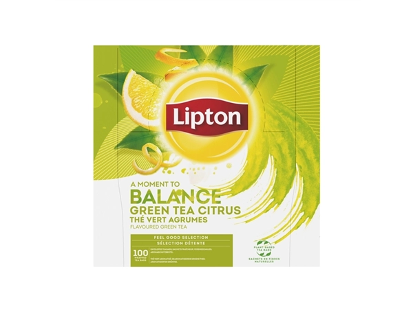 Een Thee Lipton Balance green tea citrus 100x1.5gr koop je bij VHK Kantoorartikelen