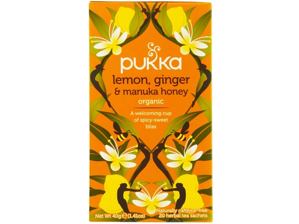 Een Thee Pukka lemon ginger & manuka honey 20 zakjes koop je bij VHK Kantoorartikelen