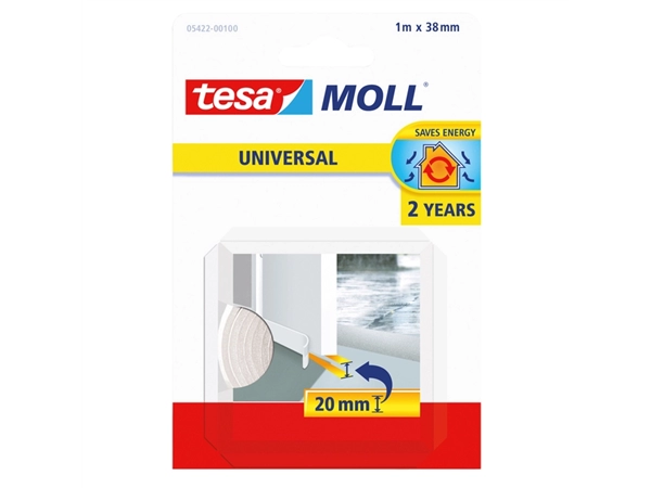 Een Tochtstrips tesamoll® Universal Zelfklevend tbv deur 1mx38mm wit koop je bij VHK Kantoorartikelen