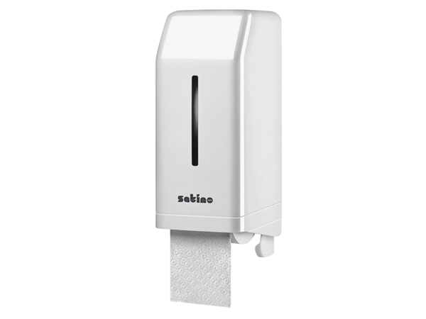 Een Toiletpapierdispenser Satino JT3 systeemrol wit 332540 koop je bij VHK Kantoorartikelen