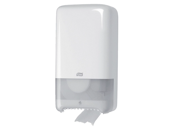 Een Toiletpapierdispenser Tork Twin Mid-size T6 Elevation wit 557500 koop je bij VHK Kantoorartikelen