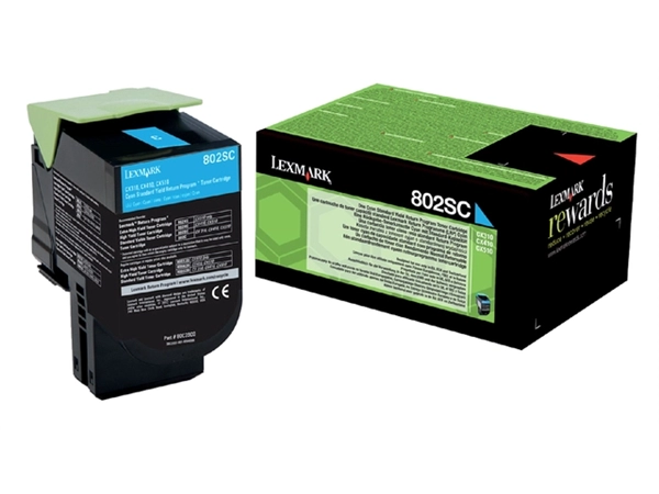 Een Tonercartridge Lexmark 80C2SC0 prebate blauw koop je bij VHK Kantoorartikelen