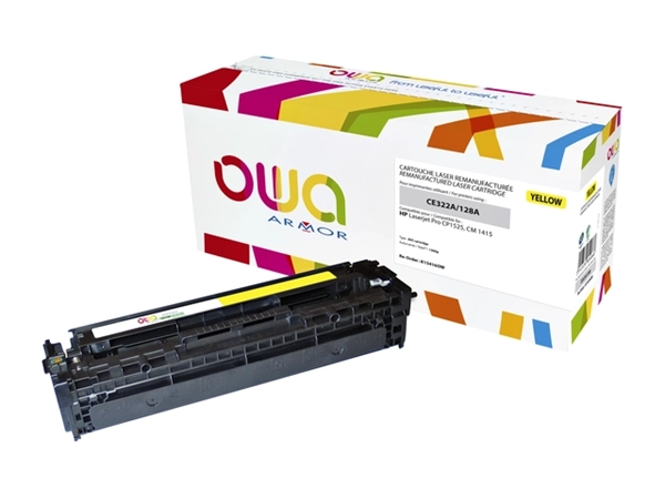 Een Tonercartridge OWA alternatief tbv HP CE322A geel koop je bij VHK Kantoorartikelen