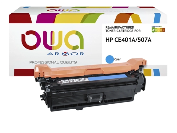 Een Tonercartridge OWA alternatief tbv HP CE401A blauw koop je bij VHK Kantoorartikelen