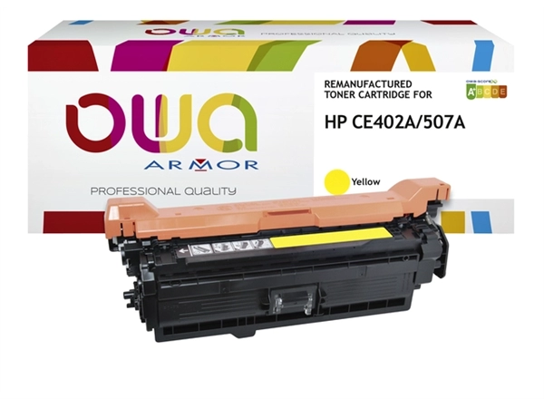 Een Tonercartridge OWA alternatief tbv HP CE402A geel koop je bij VHK Kantoorartikelen