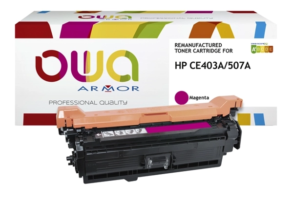 Een Tonercartridge OWA alternatief tbv HP CE403A rood koop je bij VHK Kantoorartikelen