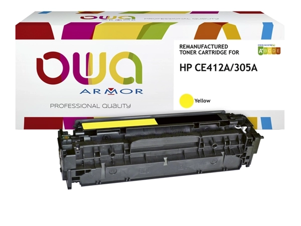 Een Tonercartridge OWA alternatief tbv HP CE412A geel koop je bij VHK Kantoorartikelen