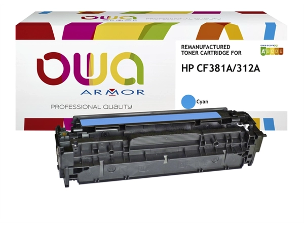 Een Tonercartridge OWA alternatief tbv HP CF381A blauw koop je bij VHK Kantoorartikelen