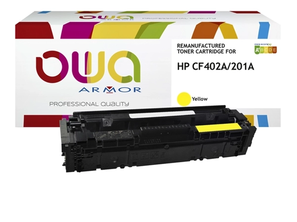 Een Tonercartridge OWA alternatief tbv HP CF402A geel koop je bij VHK Kantoorartikelen